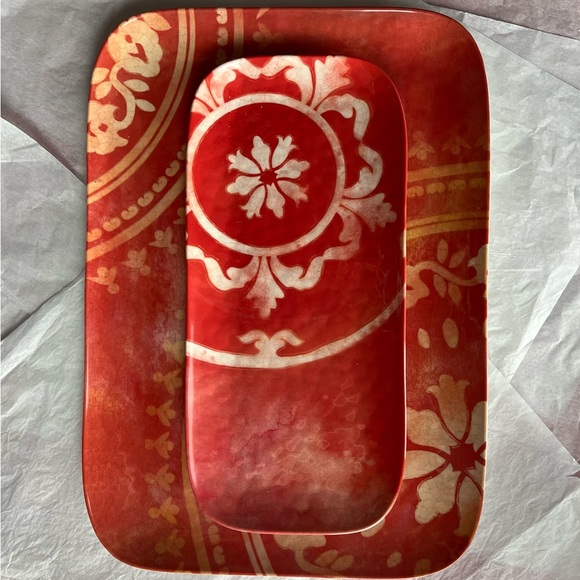 President’s Choice Other - 2 NWT Presidents Choice Tray set 18” and 15” French red gold patio melamine